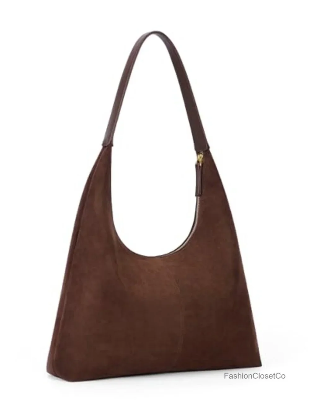 Faux Suede Hobo Tote Bag with Magnetic Flap Shoulder Strap